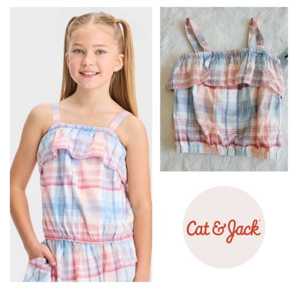 Cat & Jack, Girls' Plaid Woven Tank Top, 3KIDG-V - Picture 1 of 4